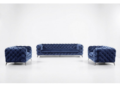 Bank Bank Bekleding XXL Grote Set Chesterfield Stof 3+2+2 Designerbanken