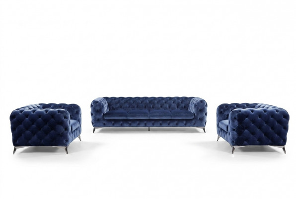 Bank Chesterfield Bank Bekleding XXL Big Set Stof 3+3 ontwerpcouches