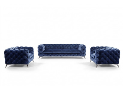 Bank Chesterfield Bank Bekleding XXL Big Set Stof 3+3 ontwerpcouches