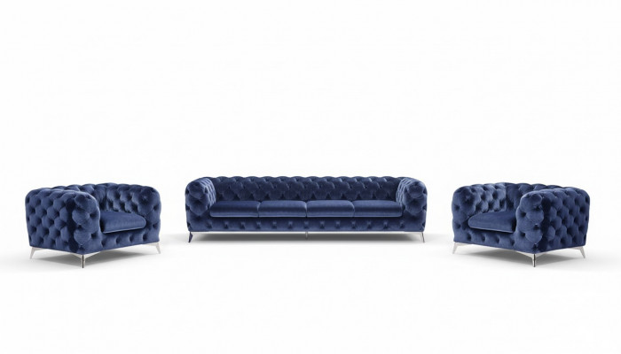 Sofa Chesterfield Bank Bekleding Set Textiel 2+1 Designer Banken Nieuw XXL Groot