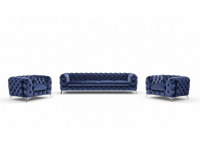 Sofa Chesterfield Bank Bekleding Set Textiel 2+1 Designer Banken Nieuw XXL Groot
