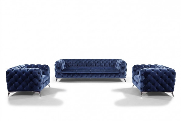 Italiaanse bank 2x fauteuilbank set bekledingsset Chesterfield Nieuw 1+1 zitsbank