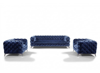 Italiaanse bank 2x fauteuilbank set bekledingsset Chesterfield Nieuw 1+1 zitsbank
