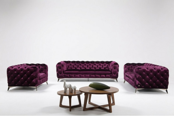 Bank XXL Grote Chesterfield Bankstel Stoffering Set Textiel 3+3 Designer Bankstellen