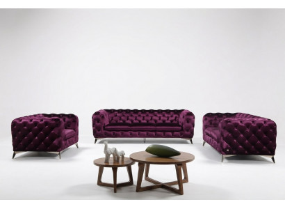 Bank XXL Grote Chesterfield Bankstel Stoffering Set Textiel 3+3 Designer Bankstellen