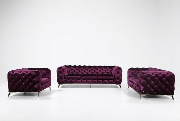 Bank Chesterfield Gevoerde Bank XXL Grote Set Textiel 2+1+1 ontwerper