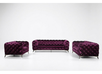 Bank Chesterfield Gevoerde Bank XXL Grote Set Textiel 2+1+1 ontwerper