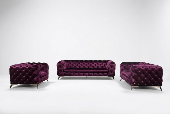 Chesterfield Italiaanse bank 2x eenzitsbank set gestoffeerde set Nieuw 1+1 zitplaats