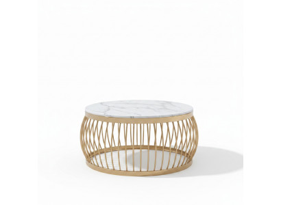 Ronde designstenen bank van runderen Roestvrijstalen bank tafel Woonontwerp Rond