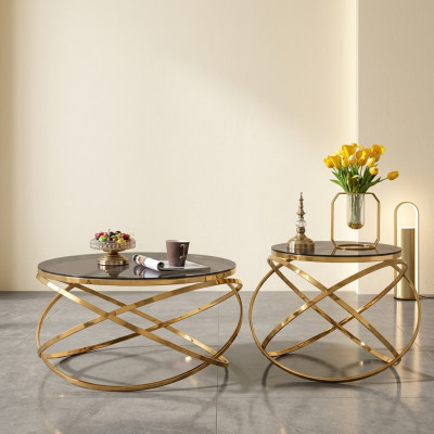 Bijzettafel Ronde Tafels Ronde Bank Metalen Kunstmarmer Designer Luxe