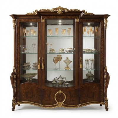 XXL vitrine glazen wandkast vitrinekast barok rococo stijl Jugendstil.