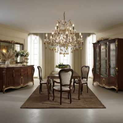 Eettafel 6 stoelen Eetkamertafel Jugendstil luxe meubels koninklijk Nieuw Rococo