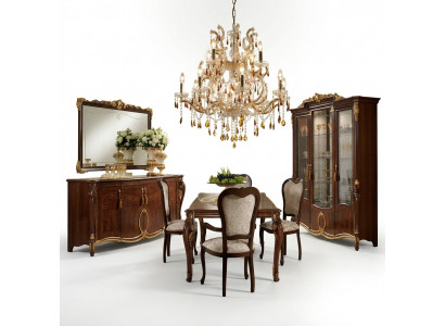 Eettafel + 8 stoelen Eetkamer Tafel Rococo Barok Art Nouveau
