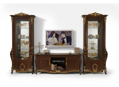 Klassieke woonwand vitrine ladekast kast dressoir barok rococo