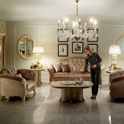 Luxe klasse 2+1+1 Italiaanse meubelbankstel Bank Bank Nieuw arredoclassic™