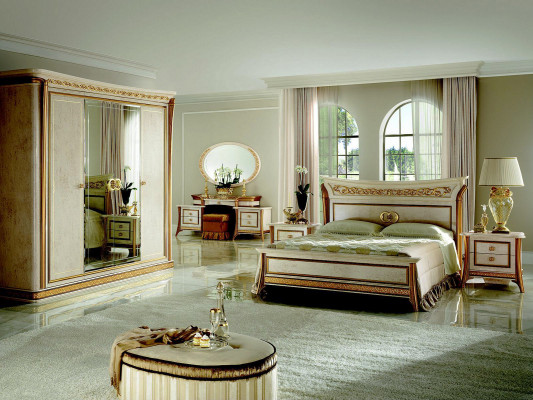 Bed + bedside royal bedroom upholstered bed Rococo designer furniture