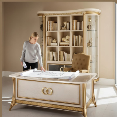 Boekenkast Kast Vitrine XXL Designer Meubels Luxe Barok Rococo