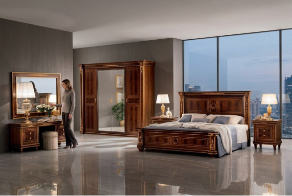 Klassiek ontworpen houten bed Luxe bedden Edel barok rococo huwelijk