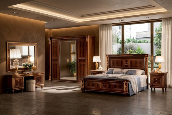 Klassiek ontworpen houten bed Luxe bedden Edel barok rococo huwelijk