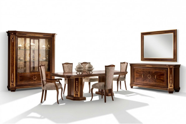 Meubel Tafel + 6x Stoel Sets Eetkamer Garnituur Hout Compleet Barok
