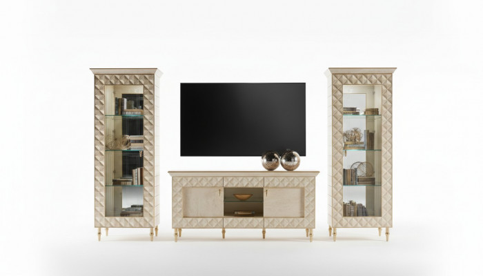 Wandmeubel vitrine tv dressoir kast muur barok rococo ontwerp