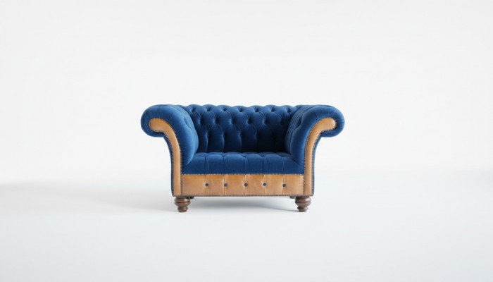 Chesterfield Textiel Gestoffeerde Fauteuil 1-Zits Design Luxe Stofbanken
