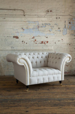 Chesterfield Design Sofa Fauteuil Bank Bekleding Luxe Textiel Banken 1 Zitter #112