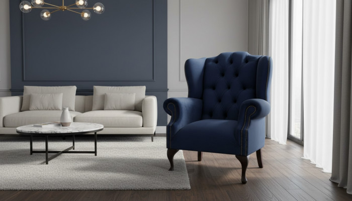 Chesterfield oorfauteuil fauteuil 1-zits gestoffeerde bank sofa relax tv nieuw #1
