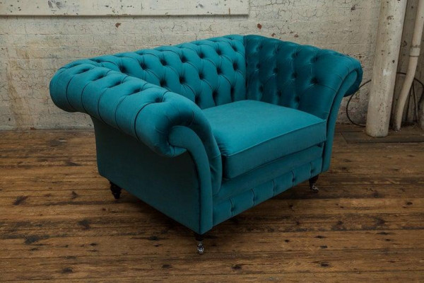 Chesterfield fauteuil televisiebank 1-zits stoffen sofa bankstel bekleding 136