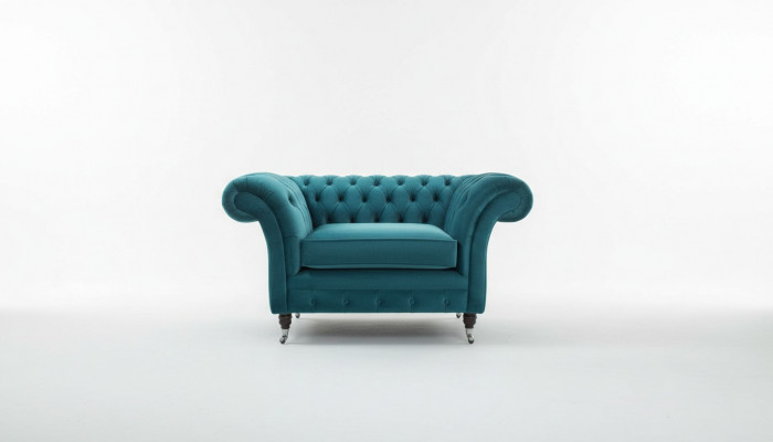 Chesterfield fauteuil televisiebank 1-zits stoffen sofa bankstel bekleding 136