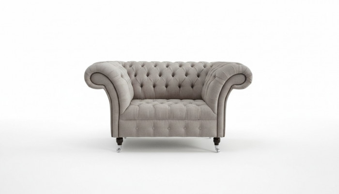 Chesterfield Grote Textil Design Woonkamer Bank Sofa Bekleding 1 Zit Leer #146