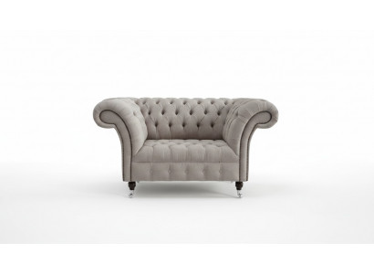 Chesterfield Grote Textil Design Woonkamer Bank Sofa Bekleding 1 Zit Leer #146