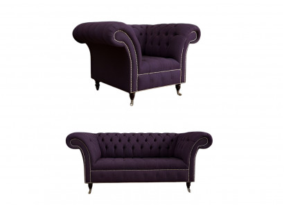2+1 Bankstel Chesterfield Textiel Sofa Banken Bekleding Set Garnituren