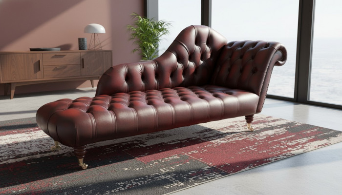 Lounge Club Chesterfield Sofa Bed 2-seater Upholstered Lounges Chaise Longues Leather