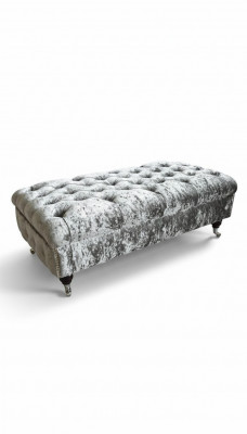 Chesterfield Textiel Hocker XXL Grote Voetenbank Bekleding Sofa Bank Luxe Stof