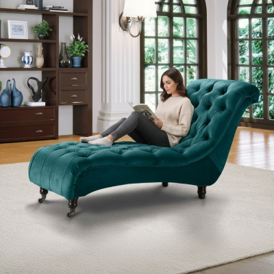 Chesterfield fluwelen Chaise Lounge designbank Club ligstoel textiel stof bekleding