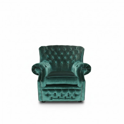 Chesterfield fluwelen groene oorfauteuil 1-zits fauteuil sofa bank televisiestoel nieuw