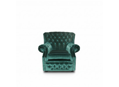 Chesterfield fluwelen groene oorfauteuil 1-zits fauteuil sofa bank televisiestoel nieuw