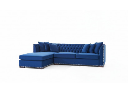 Chesterfield blauw designbank hoekbank bankstel textiel stof sofa's