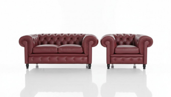 Chesterfield Bankstel Bekleding 2+1 Zitplaatsen Bekledingsmeubel Bankstel Banken Sofas