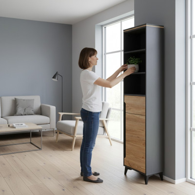 Hoge kast design vitrinekast kast vitrinekast plank woonkamer meubels planken nieuw