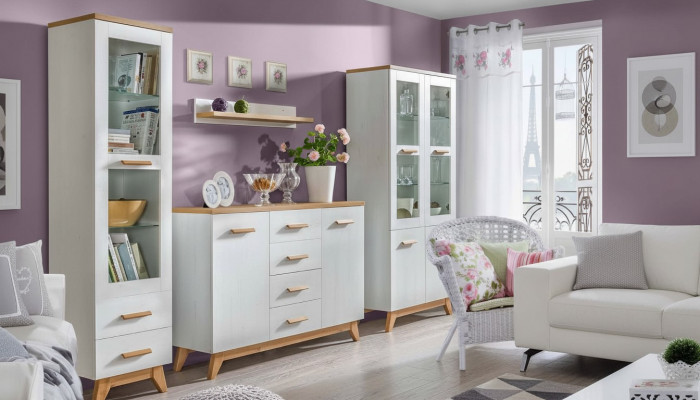 Woonkamerset Vitrine dressoir wandplank Woonwanden Commodes