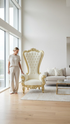 Troonstoel Koninklijke gestoffeerde Chesterfield fluwelen fauteuil in antieke stijl, éénzitter.