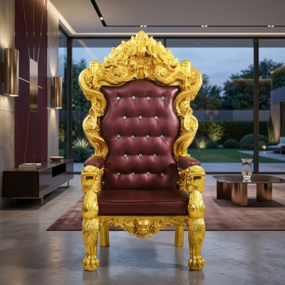 Troonstoel Koninklijke gestoffeerde Chesterfield fluwelen fauteuil 1-zitter in antieke stijl stoelen