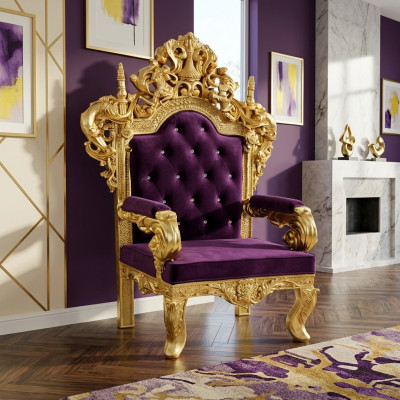 Chesterfield troonstoel Koninklijke gestoffeerde fluwelen fauteuil in antieke stijl, 1-zits stoelen
