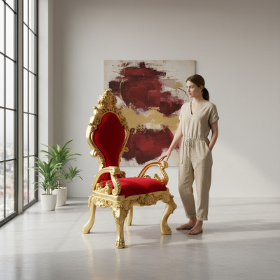 Throon Stoelen Fauteuils Koninklijke Bekleding Fluweel Chesterfield 1-Zits Antieke Stijl
