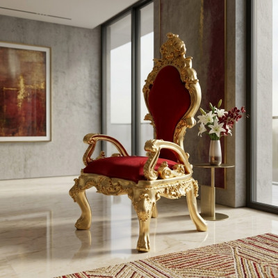 Throon Stoelen Fauteuils Koninklijke Bekleding Fluweel Chesterfield 1-Zits Antieke Stijl