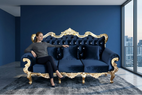 Troon bank Koninklijke bekleding Chesterfield fluweel 3-zits antieke stijl banken Nieuw