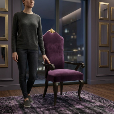 Stoel Stoelen Troon Fauteuil Set Eetkamer Ontwerper Hout Antiek Stijl Barok