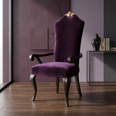 Stoel Stoelen Troon Fauteuil Set Eetkamer Ontwerper Hout Antiek Stijl Barok